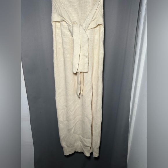 JLUXLABEL Ivory Ribbed Knit Side Slit Maxi  Sweater Dress Size M - Picture 9 of 15